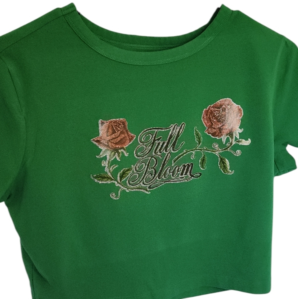 Vintage 70s jelly glitter Rose crop top